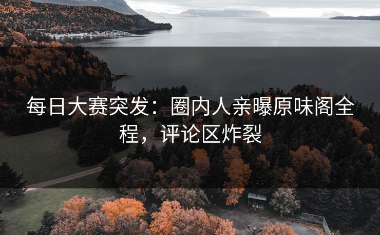 每日大赛突发：圈内人亲曝原味阁全程，评论区炸裂