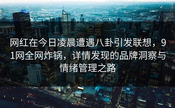 网红在今日凌晨遭遇八卦引发联想，91网全网炸锅，详情发现的品牌洞察与情绪管理之路