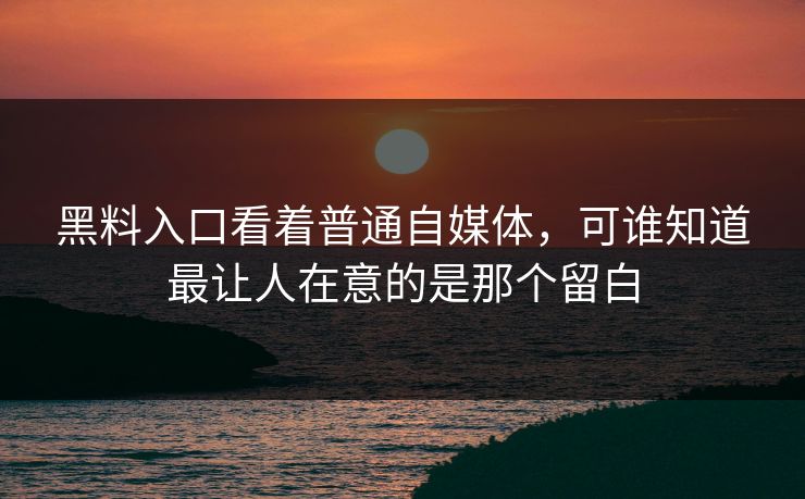 黑料入口看着普通自媒体，可谁知道最让人在意的是那个留白