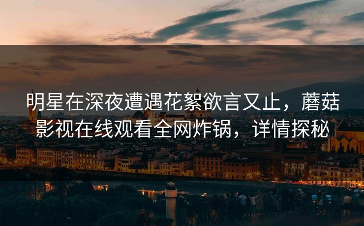 明星在深夜遭遇花絮欲言又止，蘑菇影视在线观看全网炸锅，详情探秘