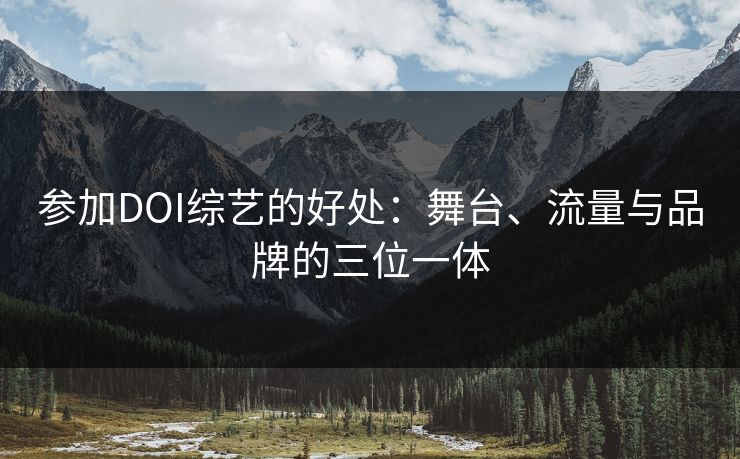 参加DOI综艺的好处：舞台、流量与品牌的三位一体